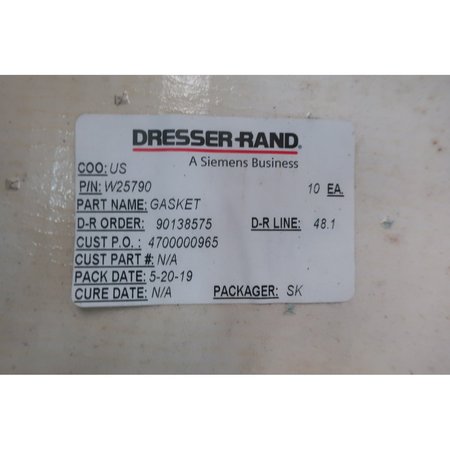 Dresser-Rand Gasket Pump Parts And Accessory, 10PK W25790